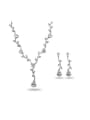 thumb Fashionable Water Drop Shaped 4A Zircon Two Pieces Jewelry Set 0