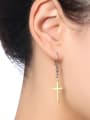thumb All-match Gold Plated Cross Shaped Titanium Drop Earrings 1