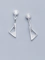thumb 925 Sterling Silver With Platinum Plated Simplistic Triangle Drop Earrings 0