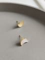 thumb 925 Sterling Silver With 18k Gold Plated Delicate Moon Shell Stud Earrings 0