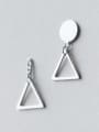 thumb Exquisite Triangle Shaped Asymmetric S925 Silver Drop Earrings 0