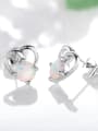 thumb 925 Sterling Silver With Opal Simplistic Heart Stud Earrings 2