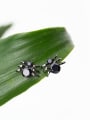 thumb Personality Spider Shaped Black Zircon Silver Stud Earrings 2