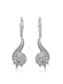 thumb Exquisite White Gold Plated Zircon Copper Drop Earrings 0