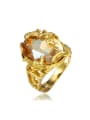 thumb Luxury 18K Gold Plated Geometric Champagne Zircon Ring 0