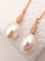 thumb Fashion Oblate Freshwater Pearl threader earring 1