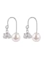 thumb Elegant 925 Silver White Artificial Pearl Shiny Rhinestones-flower Earrings 0