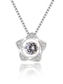 thumb Fashion Shiny Cubic Rotatable Zircon-accented Flowery 925 Silver Pendant 0