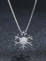 thumb 925 Sterling Silver With Platinum Plated Personality Snowflake Necklaces 0