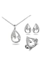 thumb Elegant 18K White Gold Plated Water Drop Zircon Three Pieces Jewelry Set 0