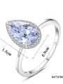 thumb Sterling silver with AAA zircon drop-shaped ring 3