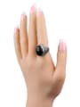 thumb Retro style Black Resin stone White Crystals Alloy Ring 1