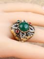 thumb Retro Antique Gold Plated Green Resin stone White Crystals Ring 1