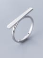 thumb 925 Sterling Silver With Platinum Plated Simplistic One word  Free Size  Rings 0