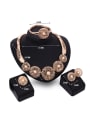 thumb Alloy Imitation-gold Plated Hyperbole style Hollow Flowers Four Pieces Jewelry Set 2