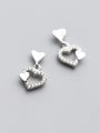 thumb Temperament Heart Shaped Rhinestones S925 Silver Drop Earrings 0