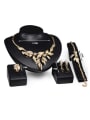 thumb Alloy Imitation-gold Plated Fashion Leaves-shaped CZ Four Pieces Jewelry Set 2