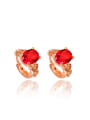 thumb All-match Red Zircon Rose Gold Plated Copper Clip Earrings 0