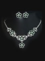 thumb Flower Shaped Zircon Two Pieces Jewelry Set 0