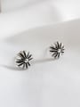 thumb 925 Sterling Silver With Antique Silver Plated Vintage cruciate flower Stud Earrings 0