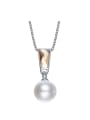 thumb Simple Freshwater Pearl austrian Crystal Silver Necklace 0