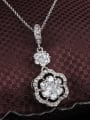 thumb Elegant 18K White Gold Plated Flower Shaped Zircon Necklace 1