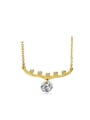 thumb Fashionable Gold Plated Geometric Shaped Zircon Necklace 0