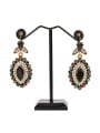 thumb Retro style Colorful Resin stones Crystals Oval Drop Earrings 2