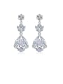 thumb Copper With Platinum Plated Delicate Water Drop Chandelier Earrings 0