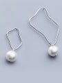 thumb 925 Sterling Silver With Platinum Plated Simplistic Asymmetry Geometric Drop Earrings 0