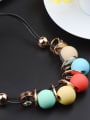 thumb Fashion Colorful Resin Beads Artificial Leather Necklace 2