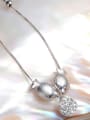 thumb Fashion Double Fish Cubic Zirconias-covered Bead 925 Silver Necklace 1