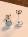 thumb 925 Sterling Silver With Platinum Plated Simplistic Round Stud Earrings 3