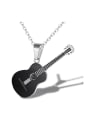 thumb Personalized Little Guitar Pendant Titanium Men Necklace 2