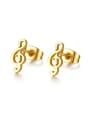 thumb Lovely Gold Plated Music Note Shaped Stud Earrings 0