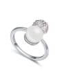 thumb Fashionable Imitation Pearl Shiny Crystals-covered Bead Alloy Ring 0