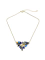 thumb Fresh and Colorful Mixed Gemstones Short Alloy Sweater Necklace 0