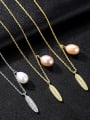 thumb Sterling silver leaf shaped natural freshwater pearl necklace 0