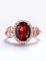 thumb Rose Gold Plated Oval Garnet Gemstone Ring 1