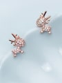 thumb 925 Sterling Silver With Rose Gold Plated Cute Small Elk Stud Earrings 1