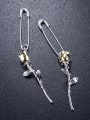 thumb Long Rose Brooch and double color electroplated Earrings 1