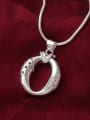 thumb Simple Hollow Oval Cubic Zirconias Pendant Copper Necklace 1