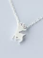 thumb Women Lovely Deer Shaped S925 Silver Rhinestones Necklace 0