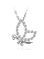thumb Copper Alloy White Gold Plated Korean style Butterfly Zircon Necklace 0