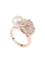 thumb Personalized Imitation Pearl Shiny Crystals-Covered Flower Alloy Ring 0