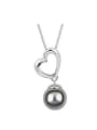 thumb Simple Hollow Heart Imitation Pearl Pendant Alloy Necklace 1