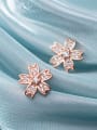 thumb 925 Sterling Silver With  Cubic Zirconia Simplistic Flower Stud Earrings 1