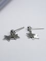 thumb Simple 925 Silver Double Star Platinum Plated Stud Earrings 2