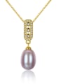 thumb Pure silver natural pearl pendant 18K genuine gold plated necklace 0