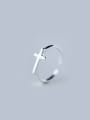 thumb S925 silver cross single line opening Midi Ring 0